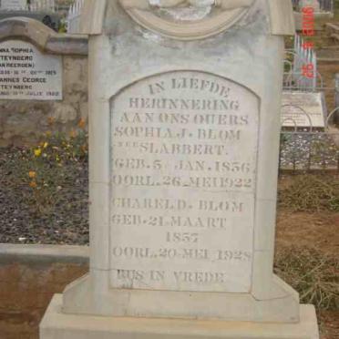 BLOM Charel D. 1857-1928 &amp; Sophia J. SLABBERT 1856-1922