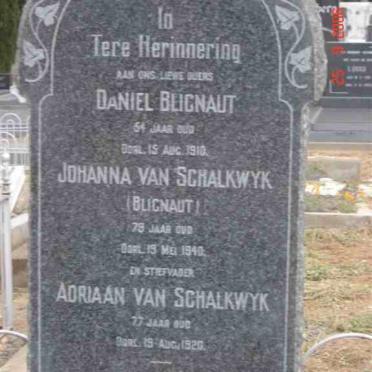 BLIGNAUT Daniel -1910 &amp; Johanna VAN SCHALKWYK -1940 :: VAN SCHALKWYK Adriaan -1920