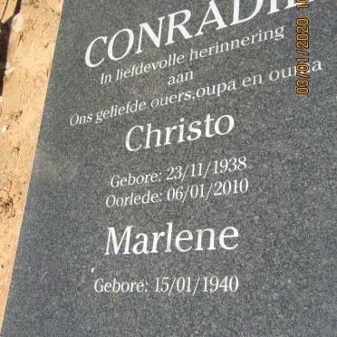 CONRADIE Christo 1938-2010 &amp; Marlene 1940-