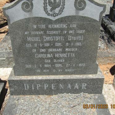 DIPPENAAR Michiel Christoffel 1881-1965 &amp; Carolina Henriëtta OLIVIER 1884-1972