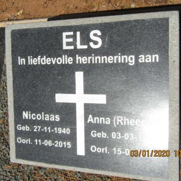 ELS Nicolaas 1940-2015 &amp; Anna RHEEDER 19??-2016