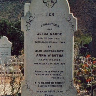 NAUDÉ Josua 1827-1869 &amp; Anna W. BOTHA 1829-1908 :: NAUDÉ-HAARHOFF A.S. -1949
