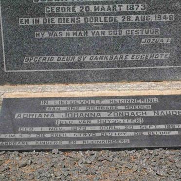 NAUDE 1873-1948 &amp; Adriana Johanna Zondach VAN HUYSSTEEN 1875-1967
