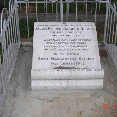 OLIVIER Jacob Petrus Jacobus 1856-1929 :: OLIVIER Anna Margaretha nee LIEBENBERG 1827-1892