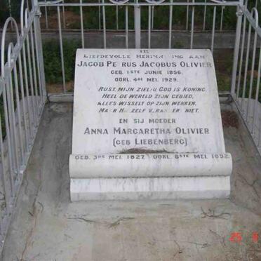 OLIVIER Jacob Petrus Jacobus 1856-1929 :: OLIVIER Anna Margaretha nee LIEBENBERG 1827-1892