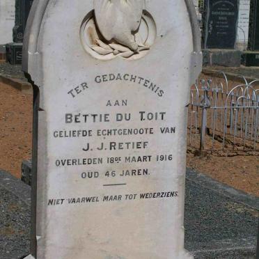 RETIEF Bettie nee DU TOIT -1916