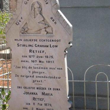RETIEF Stirling Graham Low 1875-1917 &amp; Johanna Maria Retief 1879-1972