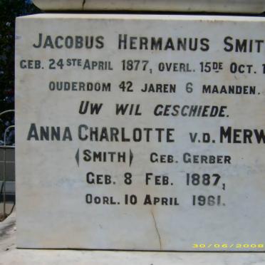 SMITH Jacobus Hermanus 1854-1916 &amp; Catharina Elizabeth GERBER 1856-1934