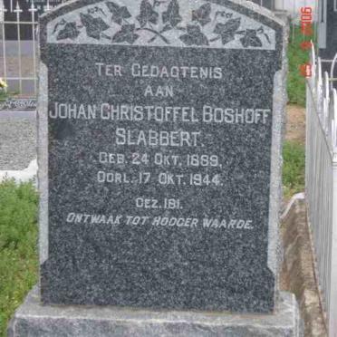 SLABBERT Johan Christoffel Boshoff 1889-1944