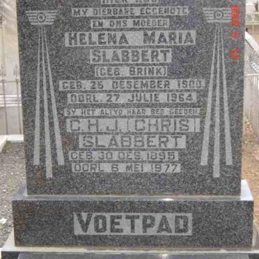 SLABBERT C.H.J. 1895-1977 &amp; Helena Maria BRINK 1900-1964
