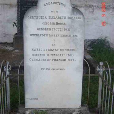 SOMMERS Gertruida Elizabeth nee HORAK 1831-1891 :: SOMMERS Mabel nee DE GRAAF 1802-1901