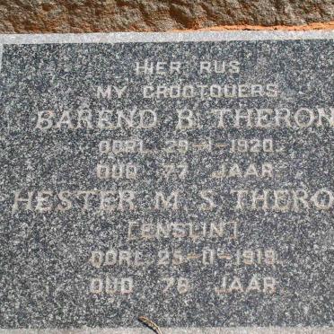 THERON Barend B.  -1920 &amp; Hester M.S. ENSLIN  -1919