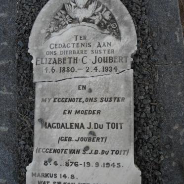 TOIT Magdalena J., du nee JOUBERT 1876-1945 :: JOUBERT Elizabeth C. 1880-1934