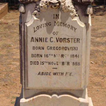 VORSTER Annie C. nee GREGOROWSKI 1841-1888