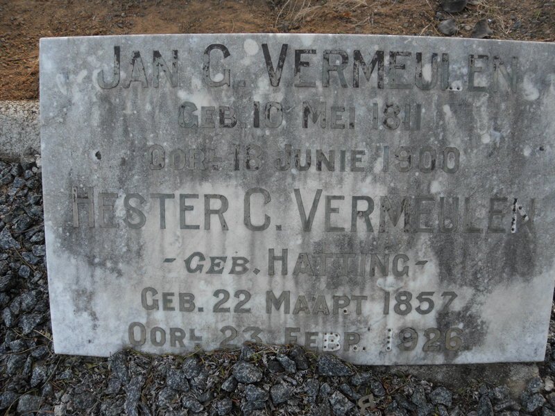 VERMEULEN Jan G. 1811-1900 :: VERMEULEN Hester C. nee HATTING 1857-1926