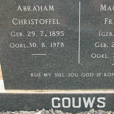 GOUWS Abraham Christoffel 1895-1978 &amp; Magdalena Francina MEIRING 1897-1968