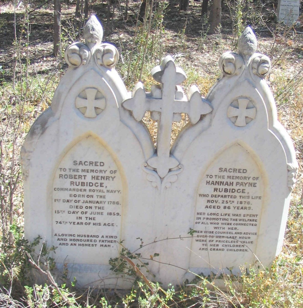 RUBIDGE Robert Henry 1786-1859 & Hanna Payne 1790-1876