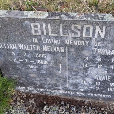 BILLSON Thomas 1860-1929 &amp; Annie 1865-1931 :: BILLSON William Walter Melvan 1906-1969