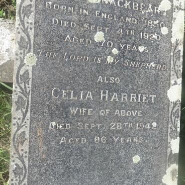 BLACKBEARD Luke 1850-1920 &amp; Celia Harriet -1942