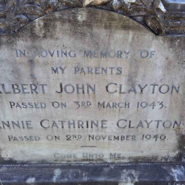 CLAYTON Albert John -1943 &amp; Annie Catherine -1946