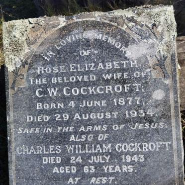 COCKCROFT Charles William -1943 &amp; Rose Elizabeth 1877-1934