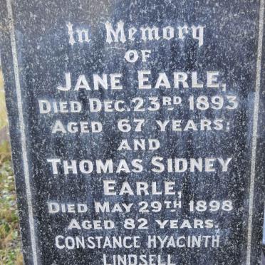 EARLE Thomas Sydney -1898 &amp; Jane -1893 :: LINDSELL Constance Hyacinth nee COGAN -1941