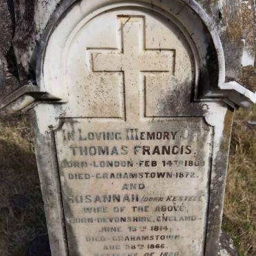 FRANCIS Thomas 1800-1872 &amp; Susannah KESTELL 1814-1866 :: RINNICK Elizabeth Ann Jordan nee FRANCIS 1845-1895