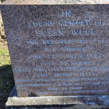 GIBSON Susan nee WEBB -1887 :: GIBSON Emily Jane nee WEBB -1896