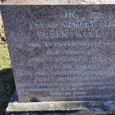 GIBSON Susan nee WEBB -1887 :: GIBSON Emily Jane nee WEBB -1896