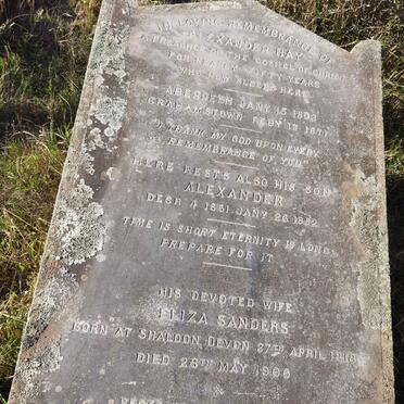HAY Alexander 1803-1871 & Eliza SANDERS 1818-1906 :: HAY Alexander 1851-1852