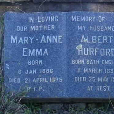 HURFORD Albert 1886-1957 &amp; Mary-Anne Emma 1886-1975