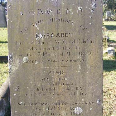 JAFFRAY William Mackillop -1868 &amp; Elizabeth DIXON 1813-1886
