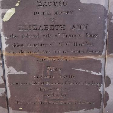 KING Elizabeth Ann nee HARTLEY -1852 :: KING Francis David -1852