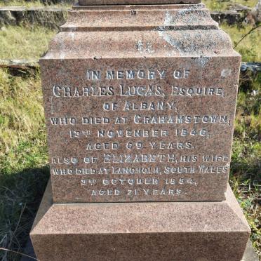 LUCAS Charles -1846 &amp; Elizabeth -1854