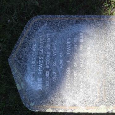 LOWDEN John Bowes -1877 :: LOWDEN Edward J. -1889