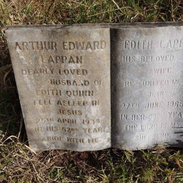 LAPPAN Arthur Edward -1938 &amp; Edith QUINN -1969