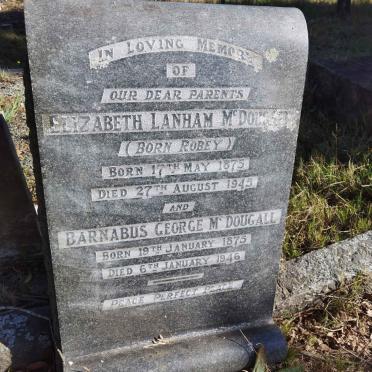 MCDOUGALL Barnabus George 1875-1946 &amp; Elizabeth Lanham ROBEY 1875-1945