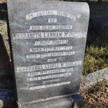 MCDOUGALL Barnabus George 1875-1946 &amp; Elizabeth Lanham ROBEY 1875-1945