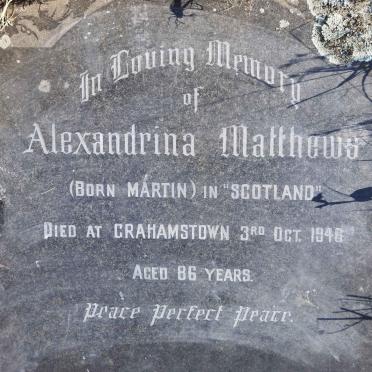 MATTHEWS Alexandrina nee MARTIN -1946