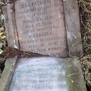 PATRICK John -1882 :: PATRICK Alexander -1897 :: PATRICK Eliza Georgeiana -1898
