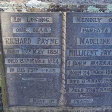 PAYNE Richard 1851-1924 &amp; Madeline Millicent MARRAN 1860-1938