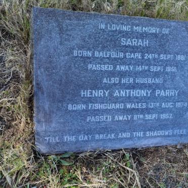PARRY Henry Anthony 1874-1957 &amp; Sarah 1881-1951