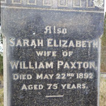 PAXTON Sarah Elizabeth -1892