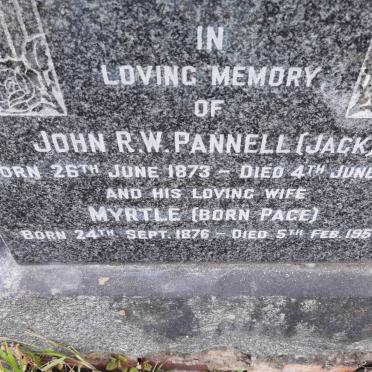 PANNELL John R.W. 1873-1951 &amp; Myrtle PAGE 1876-1953