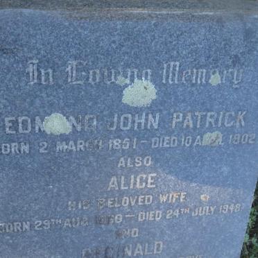 PATRICK Edmund John 1851-1902 &amp; Alice 1860-1948 :: PATRICK Reginald