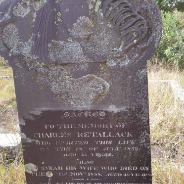 RETALLACK Charles -1859 &amp; Sarah -1858