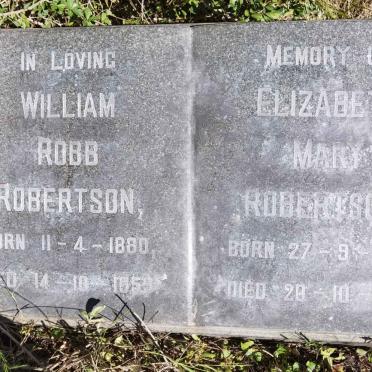 ROBERTSON William Robb 1880-1959 & Elizabeth Mary 1890-1960