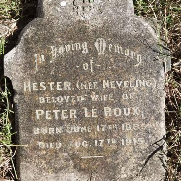 ROUX Hester, le nee NEVELING 1885-1915