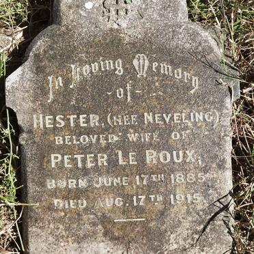 ROUX Hester, le nee NEVELING 1885-1915