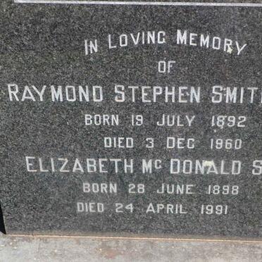 SMITH Raymond Stephen 1892-1960 &amp; Elizabeth McDONALD 1898-1991